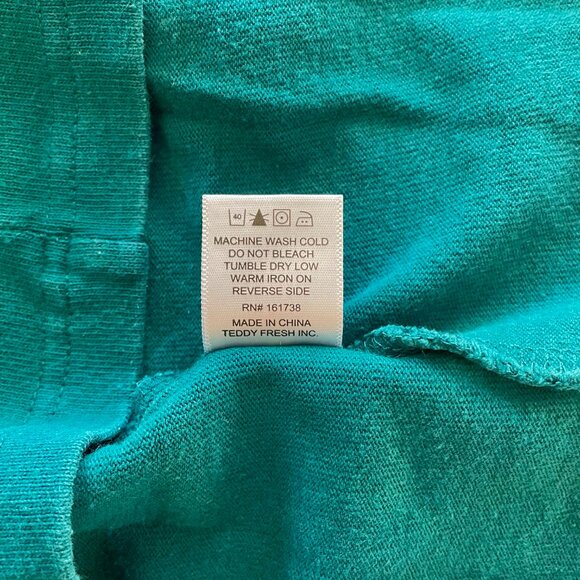 Teddy Fresh Unisex Teal Short Sleeve T-Shirt Tee with Flame Fire Logo size Small - Picture 5 of 5